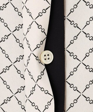 ICB L 【先行予約・WEB限定カラーあり】BackSatinAmunzen 5分袖バンドカラーブラウス トープ×スクエアビット柄［WEB限定］