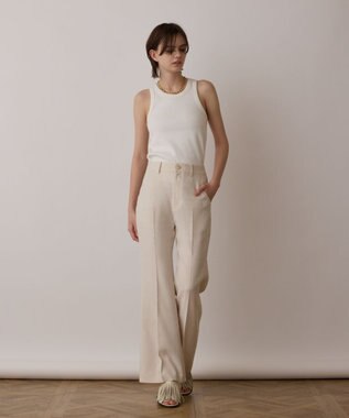 GRACE CONTINENTAL リネンサテンフレアパンツ キナリ