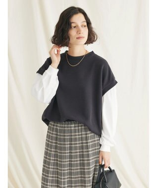 CRAFT STANDARD BOUTIQUE 起毛ワッフルレイヤード風プルオーバー Black