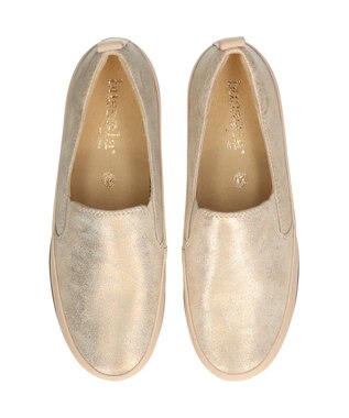 INTER-CHAUSSURES ＜衝撃軽減・防カビ抗菌＞【BUSSOLA】撥水レザースリッポンスニーカー ゴールド