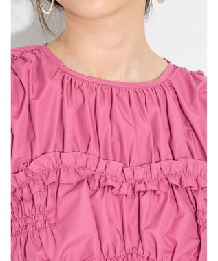 Green Parks シャーリングデザインコルセット風ブラウス Pink