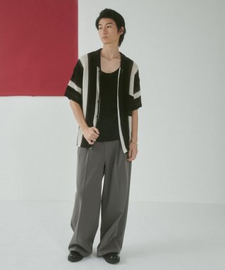 WEGO メッシュストライプニットカーディガン（SS） ブラック