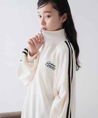 WEGO ラインハーフジップBIGスウェット オフホワイト