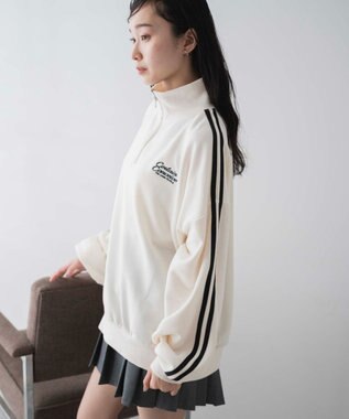 WEGO ラインハーフジップBIGスウェット オフホワイト