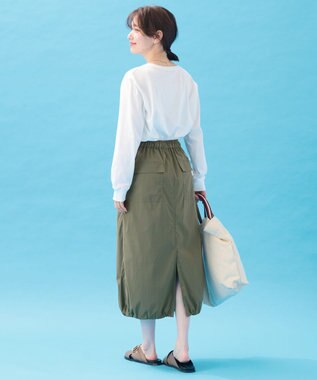 ANY L 【ウエストゴム】撥水ナイロンベイカースカート カーキ