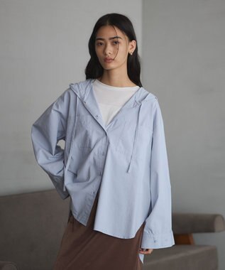 CRAFT STANDARD BOUTIQUE フーディーオーバーサイズシャツ Sax