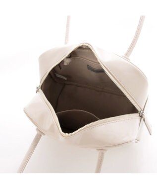 UNBILLION カシュカシュ cachecache / エナメル調中型ボストン アイボリー