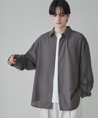 WEGO 【ユニセックス着用ITEM/SMLサイズ展開/冷房対策/紫外線対策】シアーBIGシャツ ダークグレー
