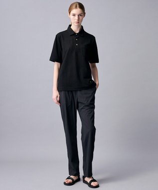 JOSEPH ABBOUD MOUNTAIN 【ゆったり】グリットワッフル　アウトドアポロ シャツ ブラック系