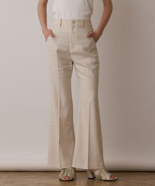 GRACE CONTINENTAL リネンサテンフレアパンツ キナリ