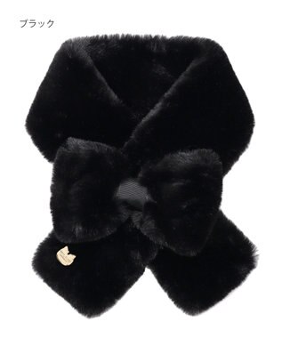 MOONBAT 【新色追加】PAUL & JOE ACCESSOIRES フェイクファーリボンマフラー ブラック