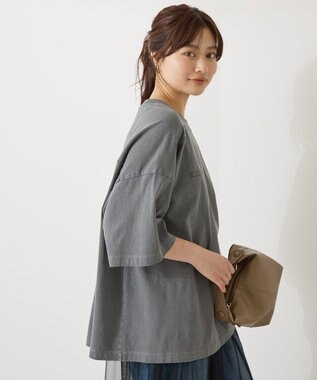 AMERICAN HOLIC 【WEB限定】ピグメント5分袖ロゴプルオーバー Charcoal Gray