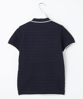 23区GOLF 【WOMEN】フラッグジャガードニットポロシャツ ストレッチ 半袖 ネイビー系