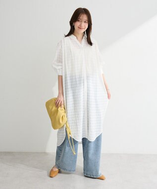 Green Parks シアーチェックシャツワンピース