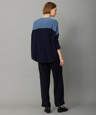 ICB 【洗える】ヴィスコースワイド プルオーバー ライトダルブルー×ネイビー系