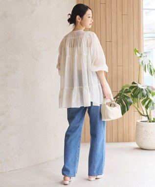 AMERICAN HOLIC シアーティアードロングブラウス Off White