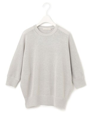 ICB L 【WEB限定カラーあり・洗える】ペーパーブレンドシャインニット 五分袖プルオーバー トープ系