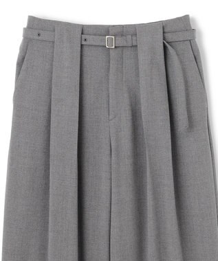 BEIGE， 【セットアップ対応・洗える・Precious 10月号掲載】ZEPHYR / ウールライクタックベルトワイドパンツ Top Gray