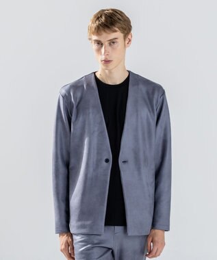 JOSEPH HOMME 新素材【ストレッチ/光沢感】レザーライクジャージー　カーディガン ライトグレー系