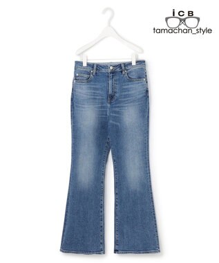 ICB 【ICB×tamachan_style コラボ】スタイルアップ フレアデニム ライトインディゴ系