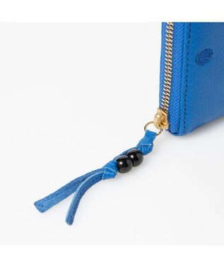 UNBILLION ペルケ perche / ドット刺繍ラウンドパームフィットウォレット ブルードット