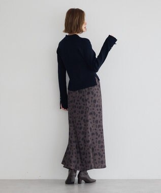 YECCA VECCA アニマル柄プリントマーメイドスカート Brown