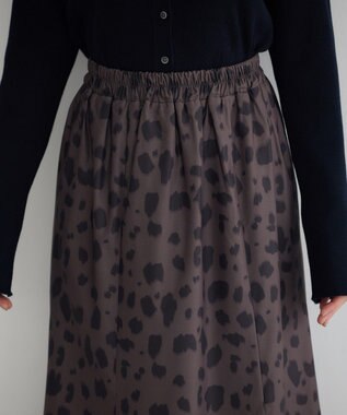 YECCA VECCA アニマル柄プリントマーメイドスカート Brown
