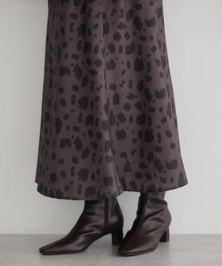 YECCA VECCA アニマル柄プリントマーメイドスカート Brown