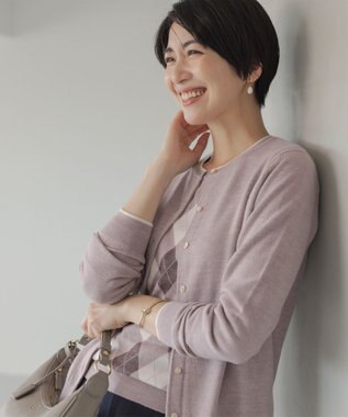 J.PRESS LADIES L 【洗える】アーガイル ツイン ニット ベージュ系