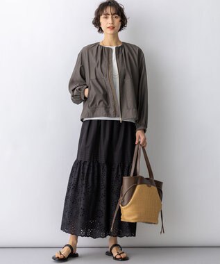 23区 ペーパーライクコンビ トートバッグ (M) ブラウン×ベージュ