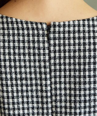 Tiaclasse 【洗える】ツイード配色フレアワンピース ブラック