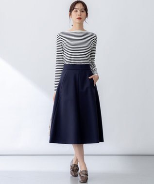 組曲 シルク混ニットロングＴシャツ アイボリー系1