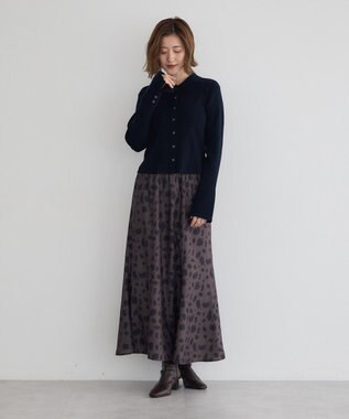 YECCA VECCA アニマル柄プリントマーメイドスカート Brown