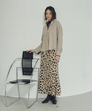 YECCA VECCA アニマル柄プリントマーメイドスカート Beige