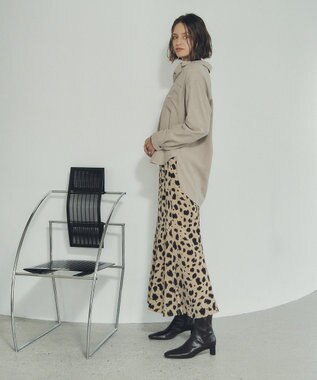 YECCA VECCA アニマル柄プリントマーメイドスカート Beige