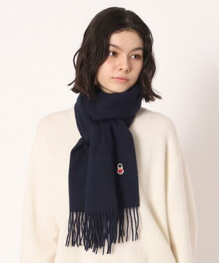 MOONBAT 【WEB限定】MACKINTOSH PHILOSOPHY バッキンガムベア付きウール100%無地マフラー (パッケージ付き) ネイビーブルー