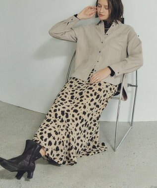 YECCA VECCA アニマル柄プリントマーメイドスカート Beige