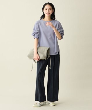 ANY 【6サイズ展開/ウエストゴム】イージーワイドパンツ ネイビーストライプ