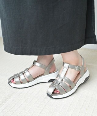 Pointer 日本製 本革グルカスポーツサンダル グレーメタリック