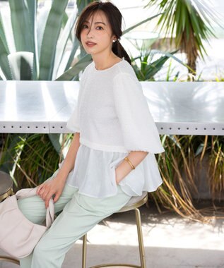 組曲 【美シルエット・ストレッチ・シワになりにくい】オシャクロス テーパードパンツ スモーキーグリーン系