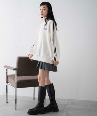 WEGO ラインハーフジップBIGスウェット オフホワイト