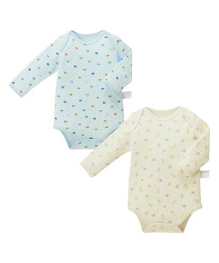 MIKI HOUSE HOT BISCUITS 【70-90cm】 長袖ボディシャツ２枚セット(かぶり仕様) マルチ