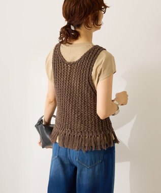 AMERICAN HOLIC 【前後2WAY】フリンジショートベスト Charcoal Gray