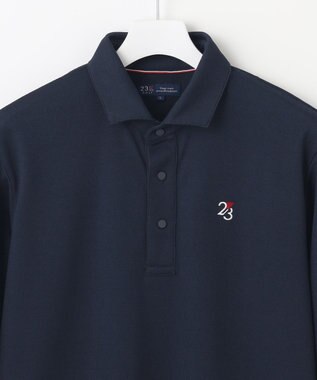 23区GOLF 【MEN】ミニワッフル長袖ポロ ネイビー系