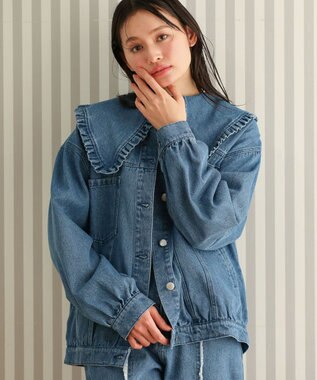 Green Parks ・ＤＯＵＢＬＥ　ＦＬＡＧＳ　フリルカラーＧジャン Indigo