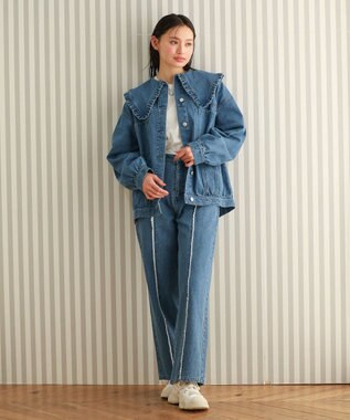 Green Parks ・ＤＯＵＢＬＥ　ＦＬＡＧＳ　フリルカラーＧジャン Indigo