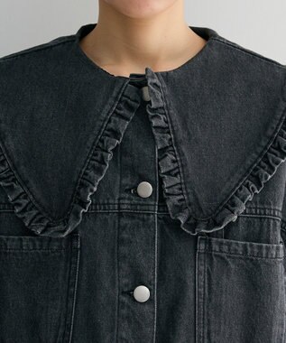 Green Parks ・ＤＯＵＢＬＥ　ＦＬＡＧＳ　フリルカラーＧジャン Black