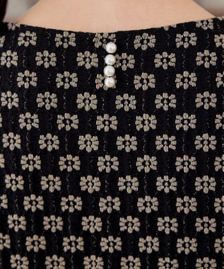 Tiaclasse 【洗える】花柄カットレースフレアトップス ブラック×ベージュ