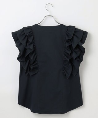 #Newans ラッフルフリルブラウス ネイビー