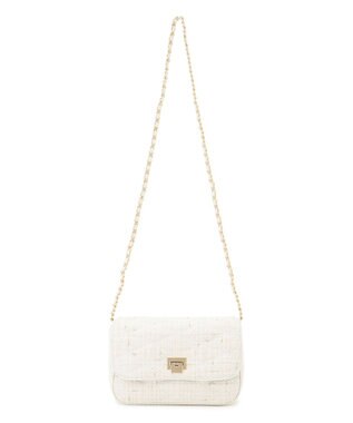 23区 GIOLICA ツイード ショルダーバッグ アイボリー×ゴールド